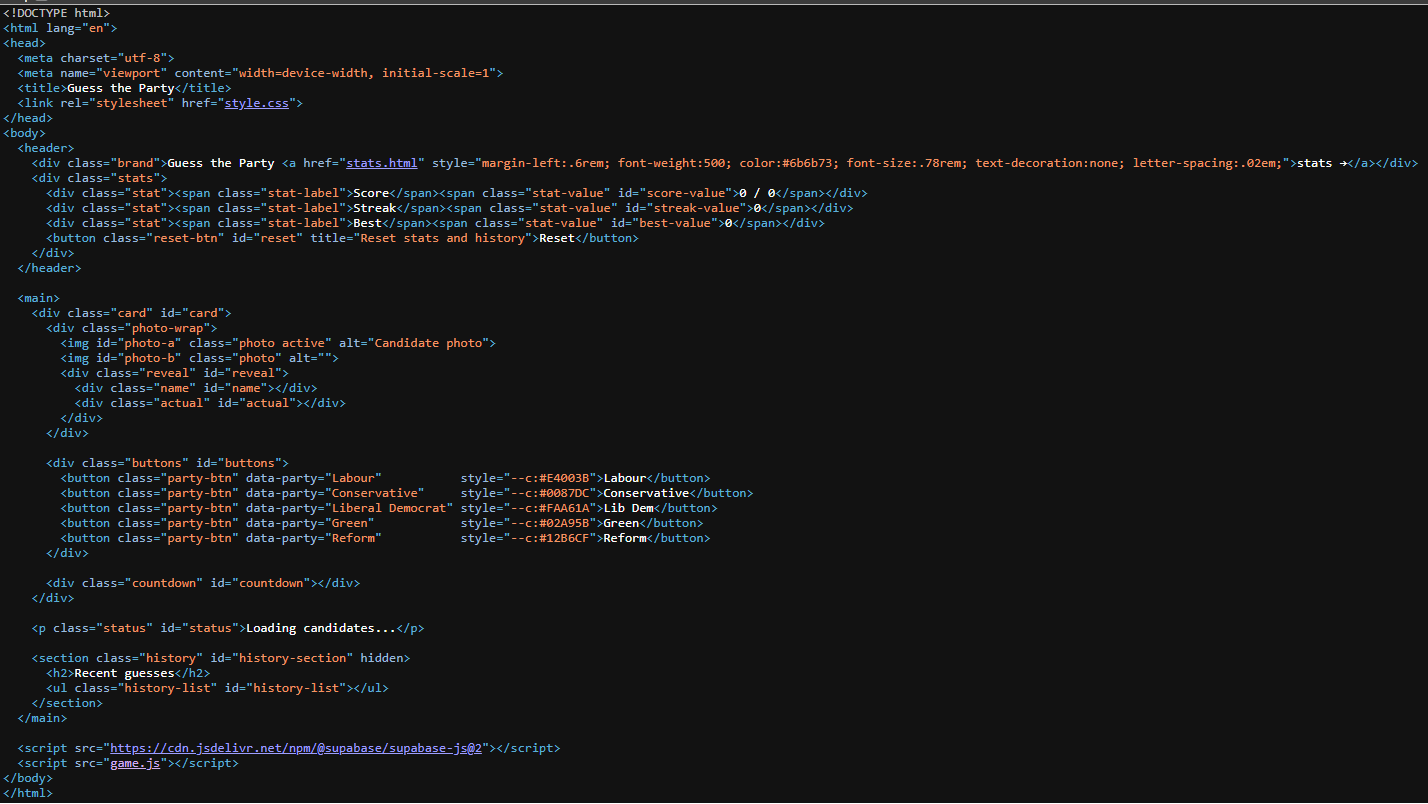 The HTML source as of writing.